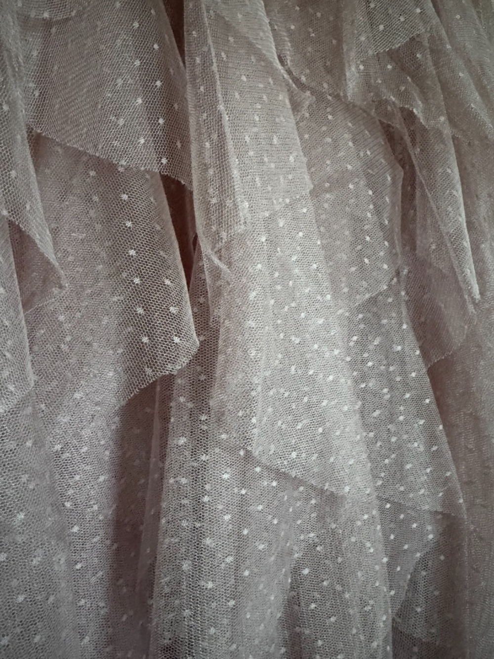 Dreamy Blush Swiss Dot Layered Tulle Midi Skirt Balletcore Romantic Princess - Picture 5 of 5